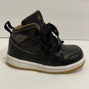 Jordan 1 Mid Toddler size 5C Black and Gold